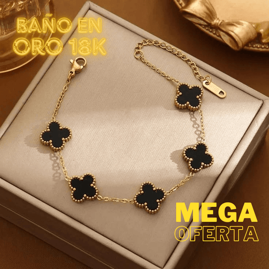 PULSERA TREBOL EXCLUSIVA/ BAÑO EN ORO 18K